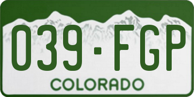 CO license plate 039FGP