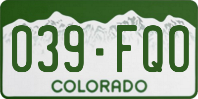 CO license plate 039FQO