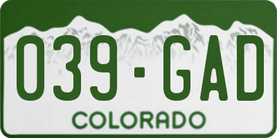 CO license plate 039GAD