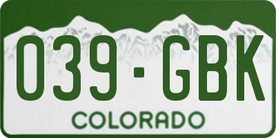 CO license plate 039GBK