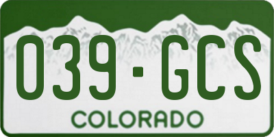 CO license plate 039GCS