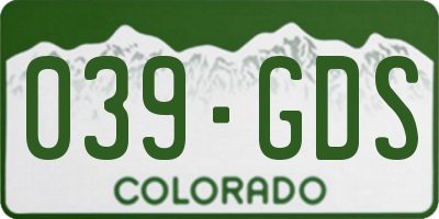 CO license plate 039GDS