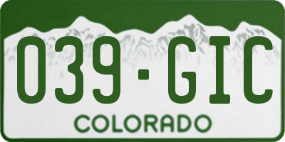 CO license plate 039GIC