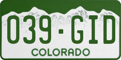 CO license plate 039GID