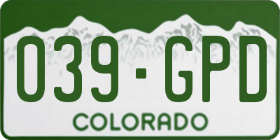 CO license plate 039GPD