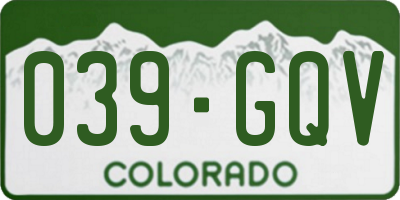 CO license plate 039GQV
