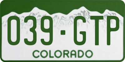 CO license plate 039GTP