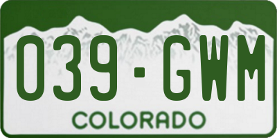 CO license plate 039GWM