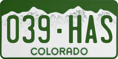 CO license plate 039HAS