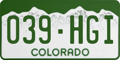 CO license plate 039HGI