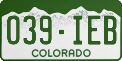CO license plate 039IEB