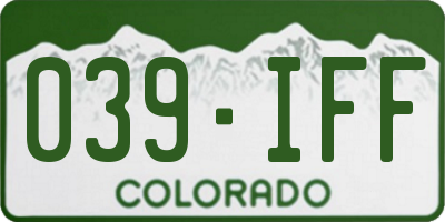 CO license plate 039IFF