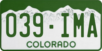 CO license plate 039IMA