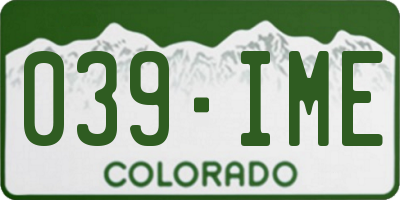 CO license plate 039IME
