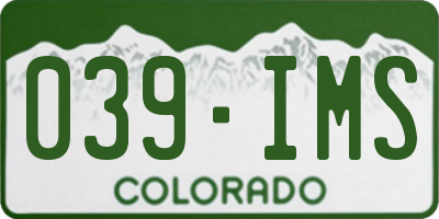 CO license plate 039IMS