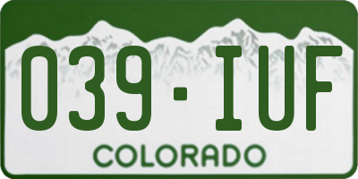 CO license plate 039IUF