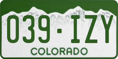 CO license plate 039IZY