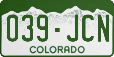 CO license plate 039JCN