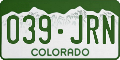 CO license plate 039JRN