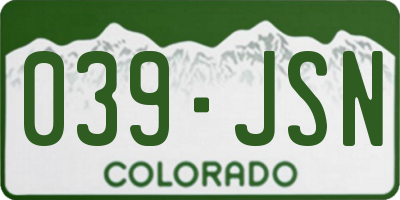 CO license plate 039JSN