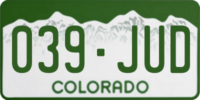 CO license plate 039JUD