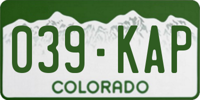 CO license plate 039KAP