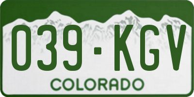CO license plate 039KGV