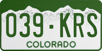 CO license plate 039KRS