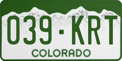 CO license plate 039KRT