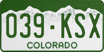 CO license plate 039KSX