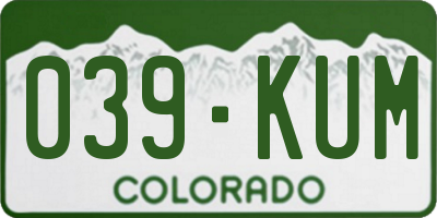 CO license plate 039KUM