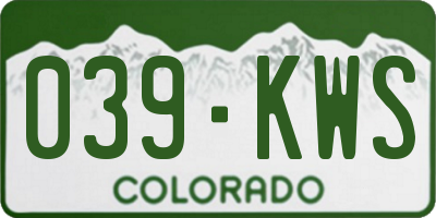 CO license plate 039KWS
