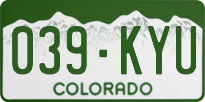 CO license plate 039KYU