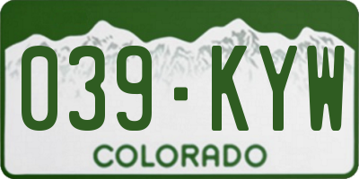 CO license plate 039KYW