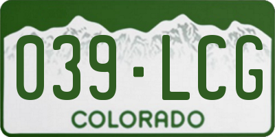 CO license plate 039LCG