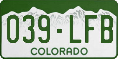 CO license plate 039LFB