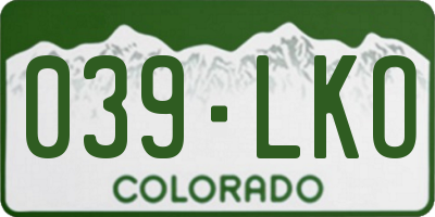 CO license plate 039LKO