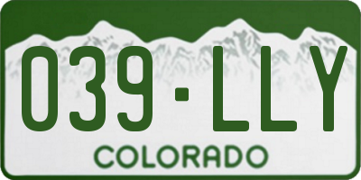 CO license plate 039LLY