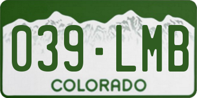CO license plate 039LMB