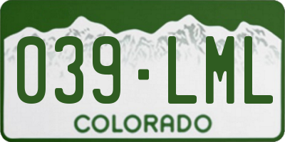 CO license plate 039LML