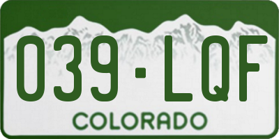 CO license plate 039LQF