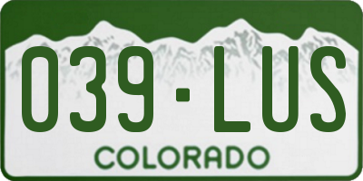 CO license plate 039LUS