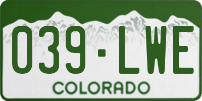 CO license plate 039LWE