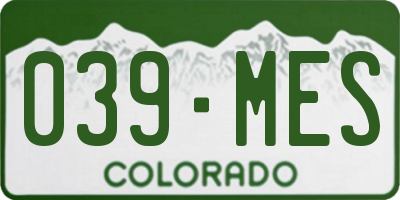 CO license plate 039MES