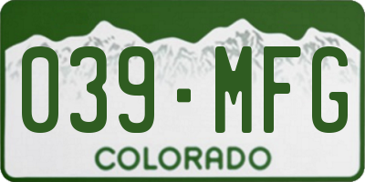 CO license plate 039MFG
