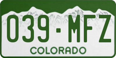 CO license plate 039MFZ