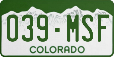 CO license plate 039MSF