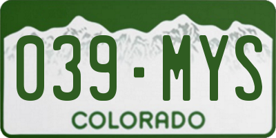 CO license plate 039MYS