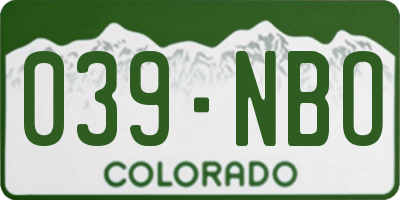 CO license plate 039NBO