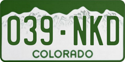 CO license plate 039NKD